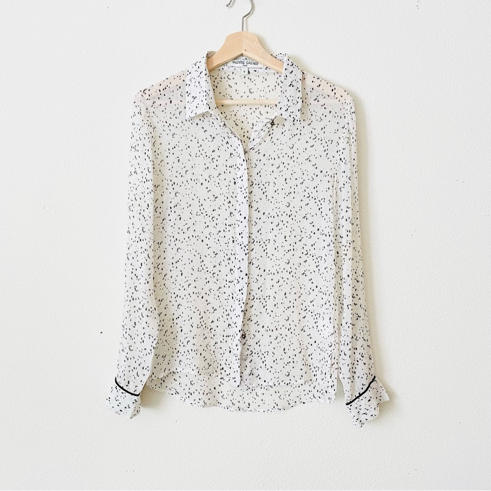 Valentine Gauthier PARIS SIZE 0 100% silk white sheer blouse